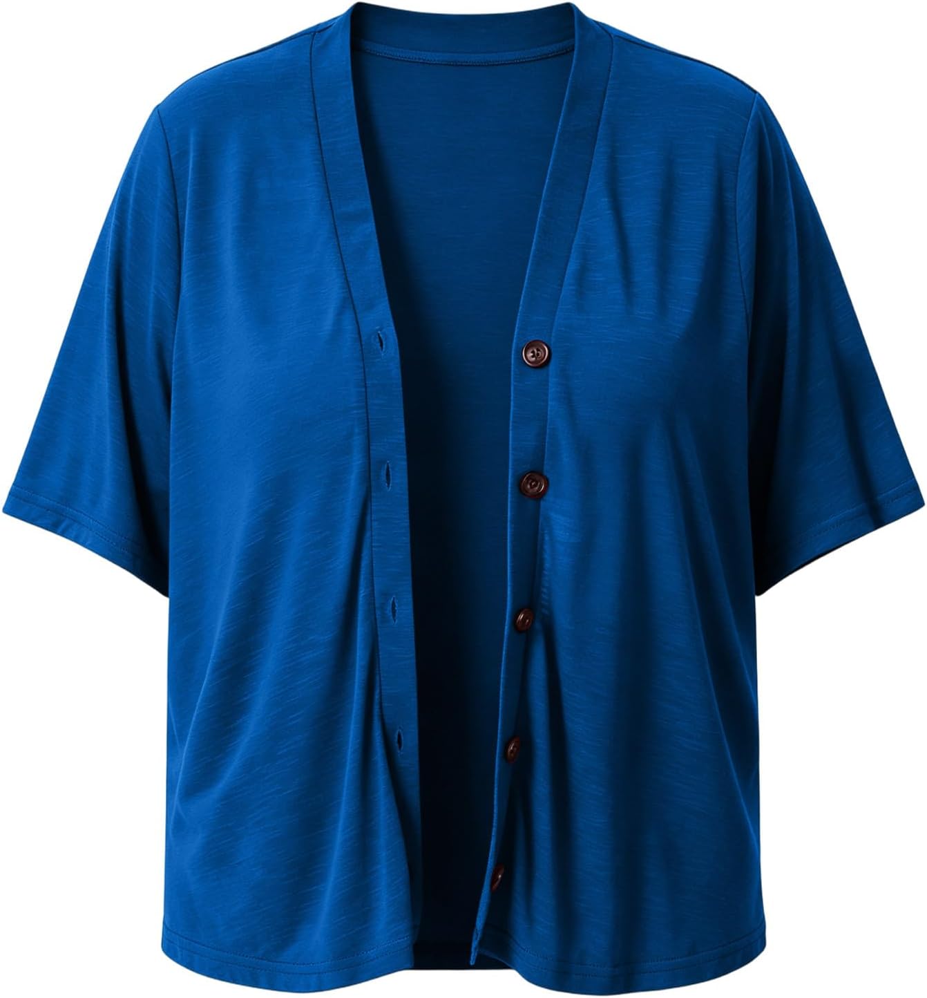 Oplxuo Women's Plus Size 3/4 Sleeve Cardigan V Neck Full Button Front Loose Fit Tunic Tops Fall Office Daily Soft Cover Up