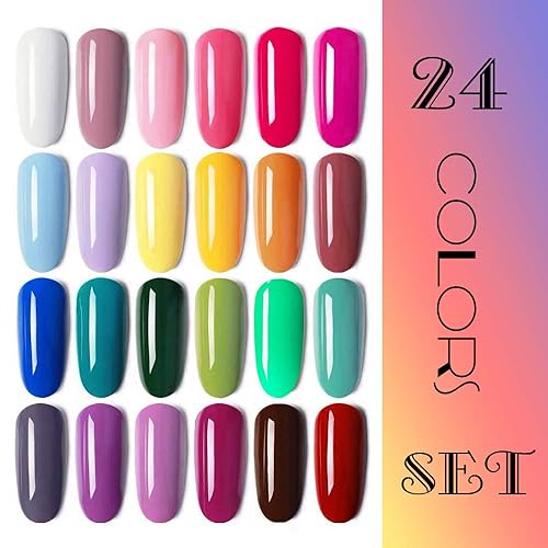 Miniatura 20 de Vishine Juego de 24 colores de esmalte de uñas de gel, kit de esmalte de uñas de gel para uñas LED UV para arte de uñas, 0.3 fl oz/PC, paquete de 24