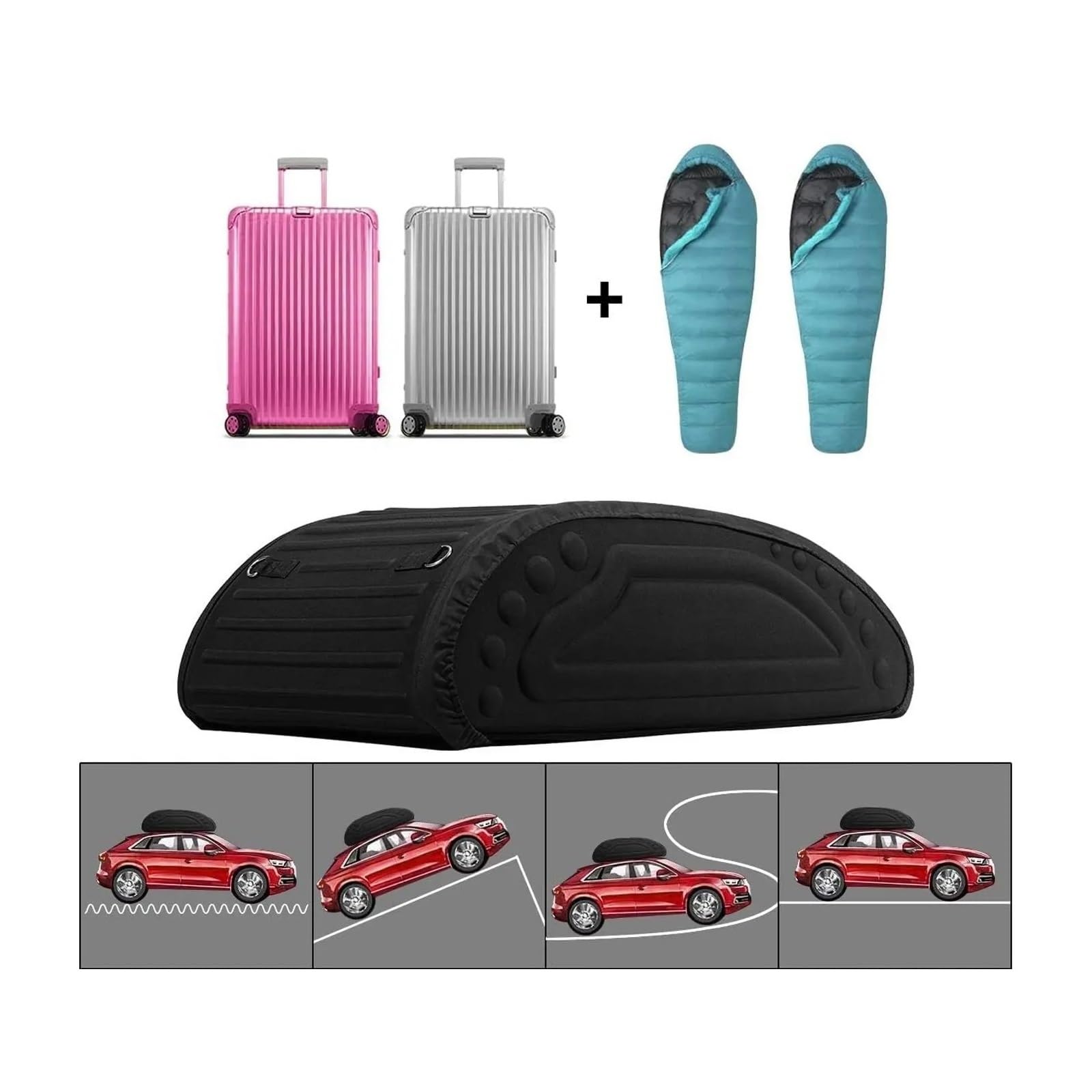 Auto Canasta Transporte Baúl De Techo para Coche 400 L con Correas Transporte Y Bolsa Portaequipajes para Coches SUV Barras Transversales