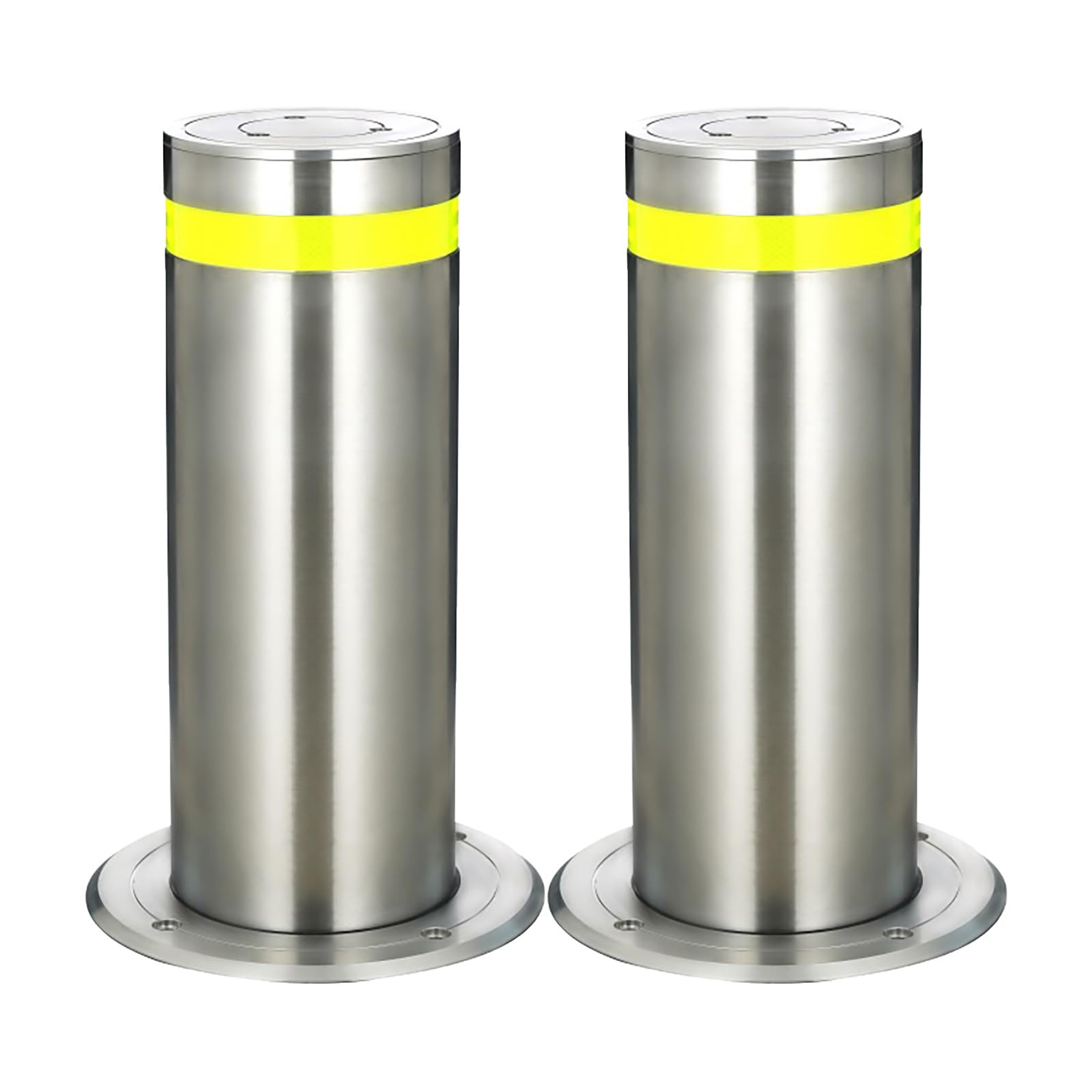 HCZKIUJY Traffic Safety Bollards with Reflective Strips and Anchor Bolts - Rustproof and Waterproof Posts for Driveways and High-Traffic Areas (2pcs yellow)