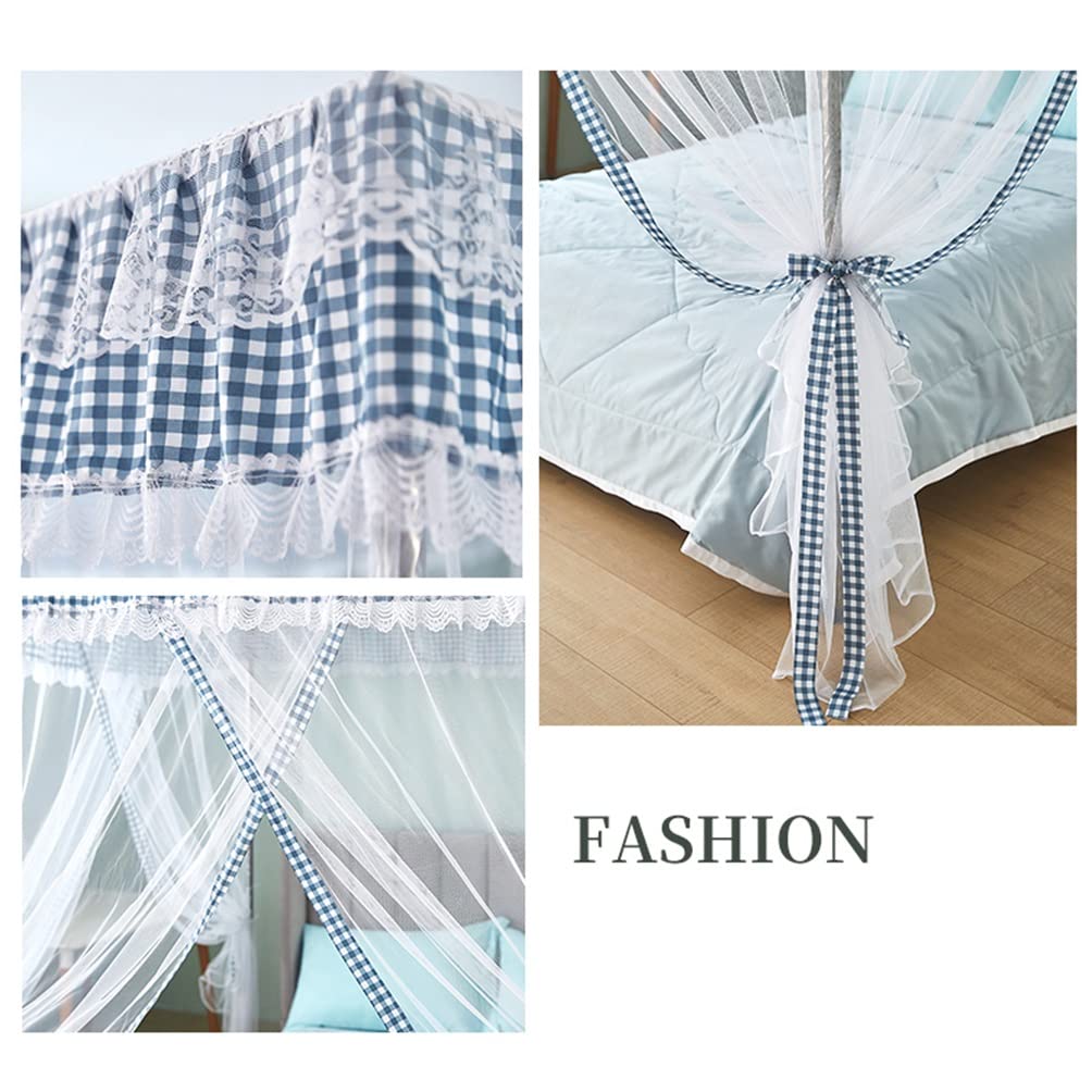 Cuna de la Cama de la Cama de Verano Mosquito Juego de Soporte de Soporte de la Red, Cortina de la Cama de Encaje romántica Alta de 2.1M, Regalo de cumpleaños para niña para Adultos (Tamaño: