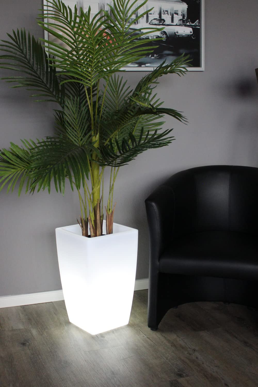 Arnusa Solar Blumenkübel 50 x 30 cm LED RGB Blumentopf Moderne Équerre Pflanzkübel Akku Gartenleuchte SolarlampeL8