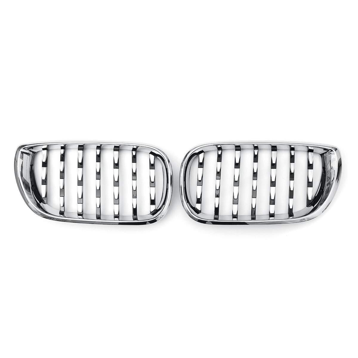 ERBV Chrome Grille, Pair Front Kidney Diamond Metor For BMW E46 4 Door 2002 2003 2004 2005 Racing Grills, Chrome