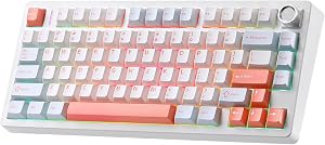 VGN N75 Mechanical Keyboard, Tri-Mode Wireless, Orange | Gasket Hot Swappable, Linear Switches, Creamy Thocky Sound, RGB Backlit, Gaming Keyboard with Knob