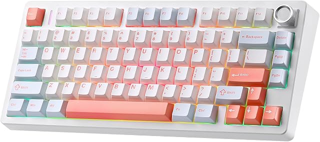 VGN N75 Mechanical Keyboard, Tri-Mode Wireless, Orange | Gasket Hot Swappable, Linear Switches, Creamy Thocky Sound, RGB Backlit, Gaming Keyboard with Knob