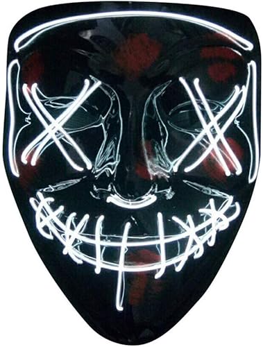 Máscara de miedo de Halloween con luz LED, máscara de purga LED, máscara de purga LED, alambre de luz para festivales, cosplay, disfraces, fiestas