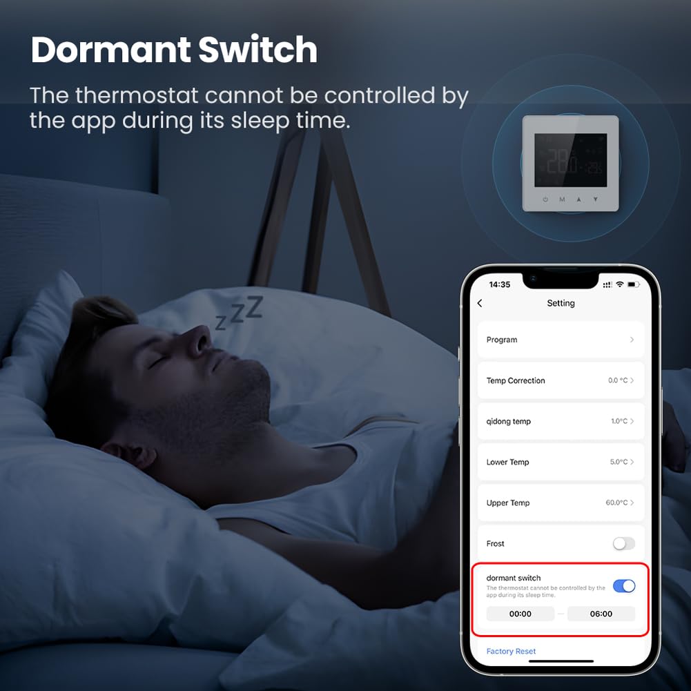 Respicefinem Tuya WiFi Intelligent Constant Temperature Controller with LED Display Adjustable Temperature Compact Size Compatible with and Home for Water Gas Boiler