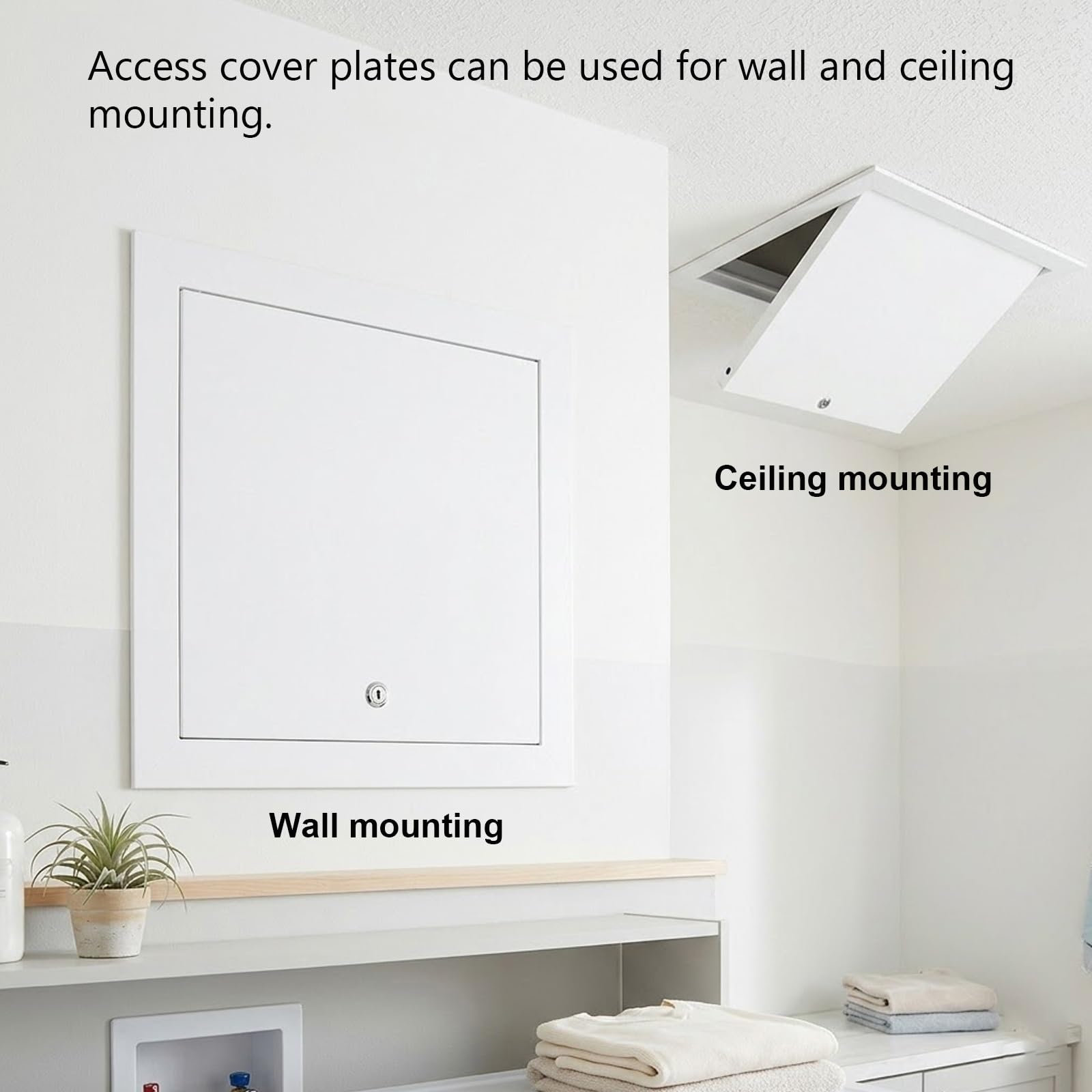 Zugangsplatte mit Schloss für Wand- und Decken-Wartungstür für HVAC-Sanitärinstallationen, einfache Installation, 30 x 50/60/40 cm, Schwarz, 300 x 550 mm