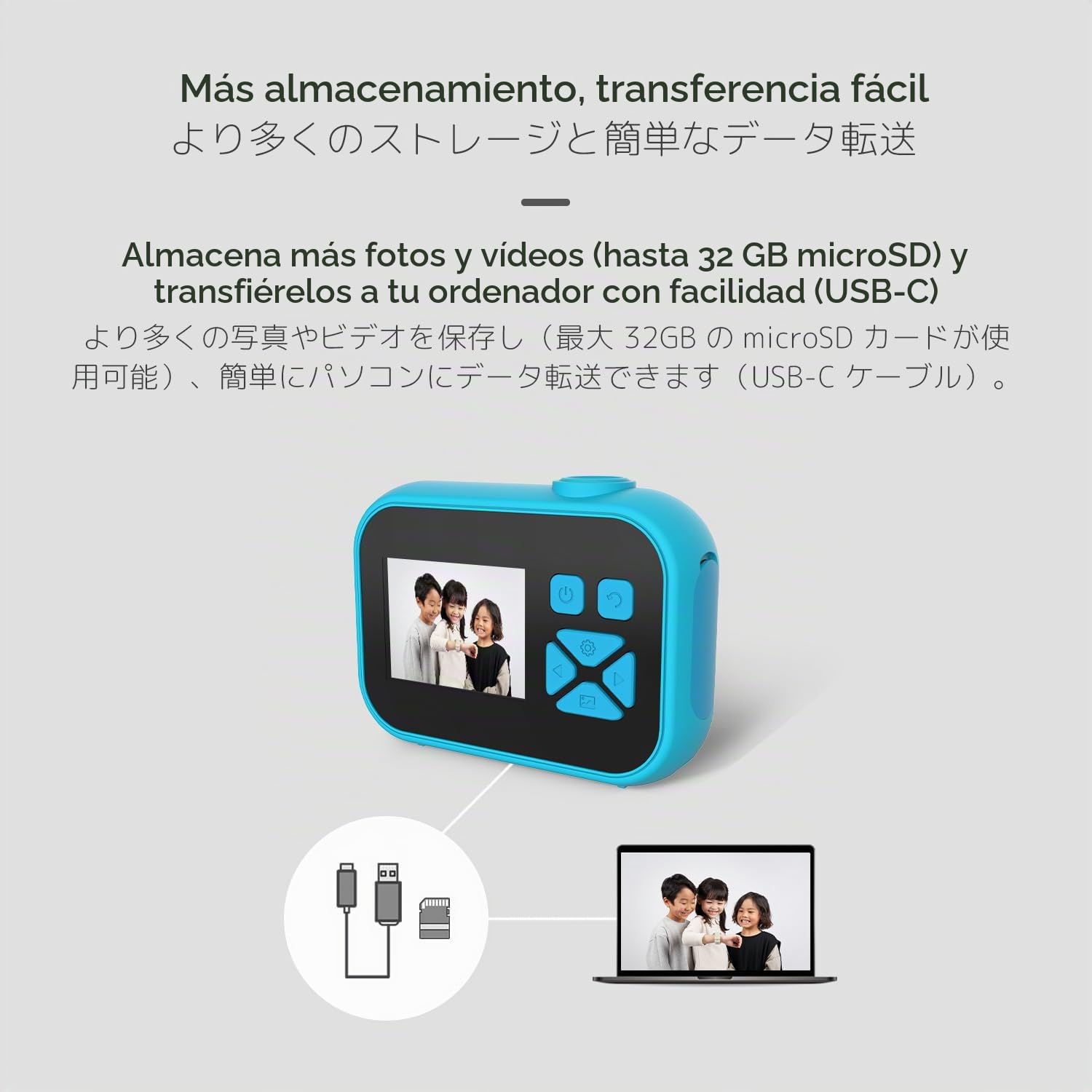 Cámara Digital compacta myFirst Camera 10 para niños de 4 a 12 años; cámara Infantil con Fotos y vídeos de 5 MP, Almacenamiento de 32 GB; Regalo de cumpleaños para niños y niñas (Azul)