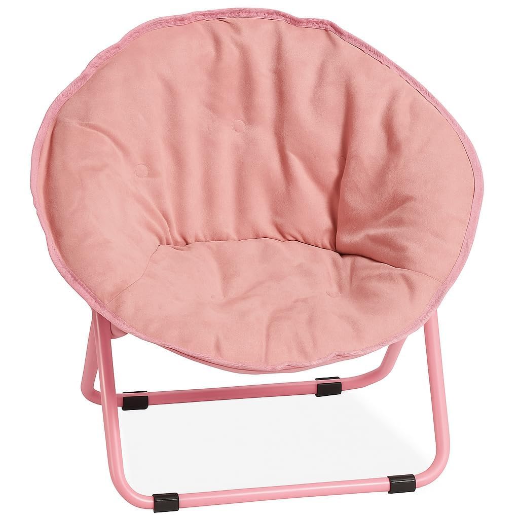 Round Folding Saucer Chair for Adults & Kids | Ultra Soft Cushioned Moon Lounge Chair with Sturdy Steel Frame | Portable Cozy Accent Chair for Living Room, Balcony & Relaxing Seating-image-46
