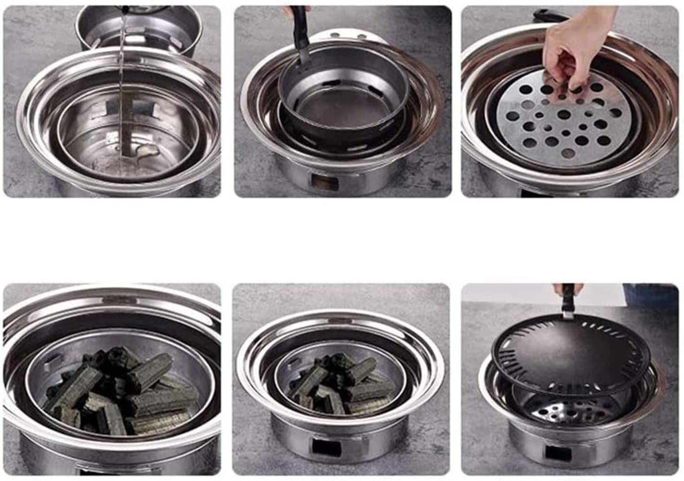 Grille węglowe Gorący grill Grill węglowy Przenośny Gospodarstwo domowe Koreański grill Okrągły Grill węglowy Grill kempingowy Kuchenka Na zewnątrz Wewnątrz