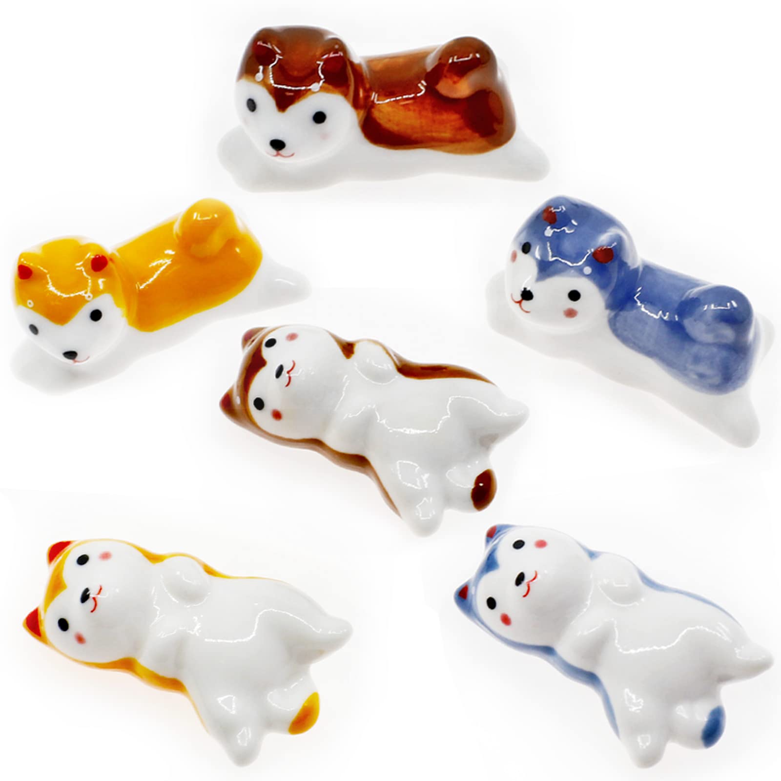Repose-Baguettes Chat Mignon En Céramique - Lot De 6 - Accessoire De Table Japonaise Déco