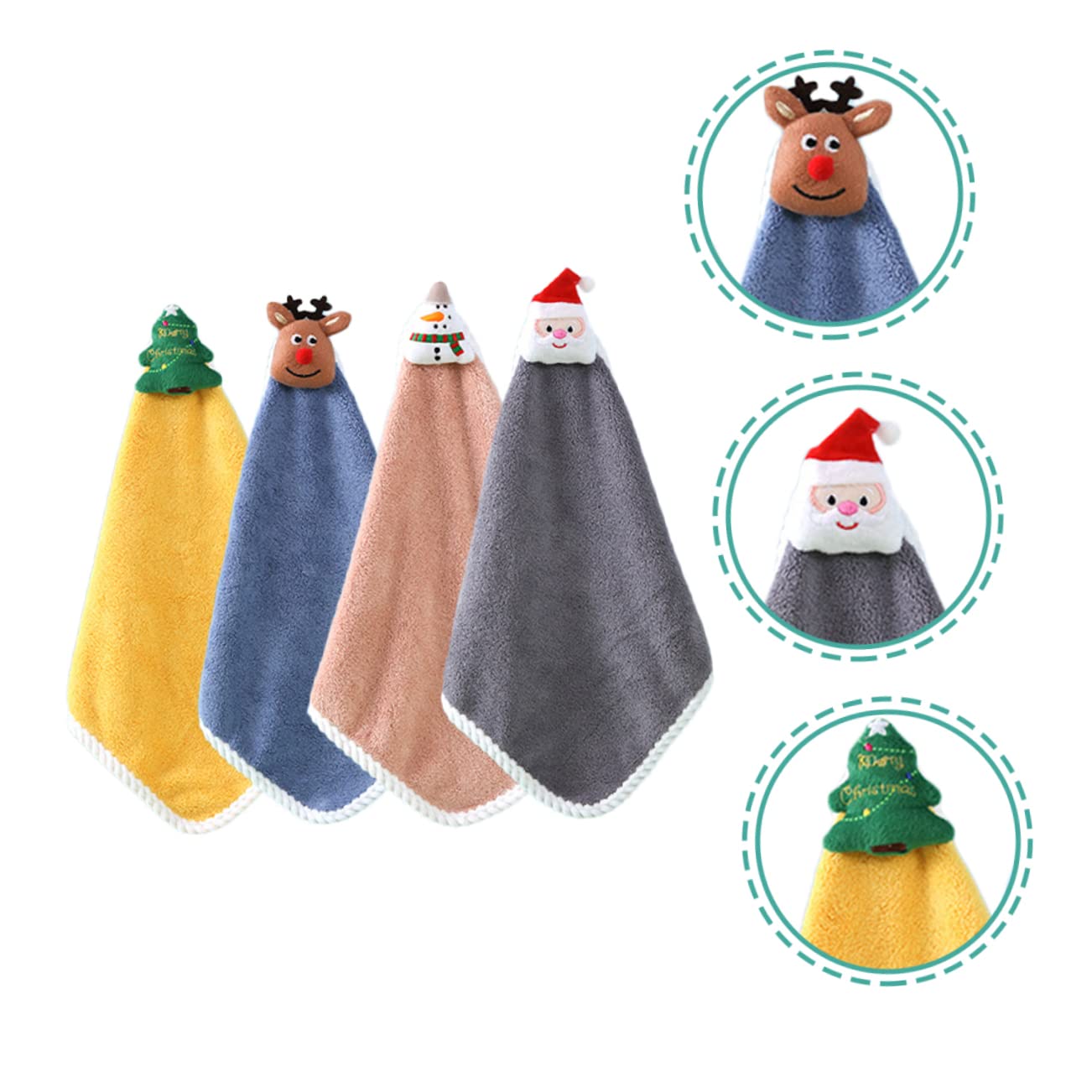 Cabilock 4 Set Asciugamani Appesi Asciugatutto Asciugamani Natale Natalizi Giocattoli Di Natale Multiplo Da Festa Da Cucina Vello Di Corallo 4 Pezzi * 4