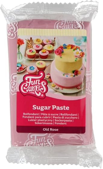 FunCakes Sugar Paste Old Rose, Easy to Use, Smooth, Flexible, Soft and Pliable, Perfect for Cake Decorating, Halal, Kosher and Gluten Free, 250 g Pack of 1