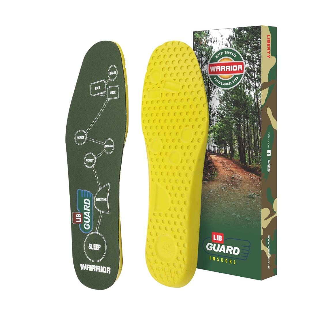 Liberty Warrior Libguard 1 Pair Insole for Men Orthopedic, Ergonomic, Antibacterial, Shock Absorbing, Anti Slip PU Insole (6 UK)