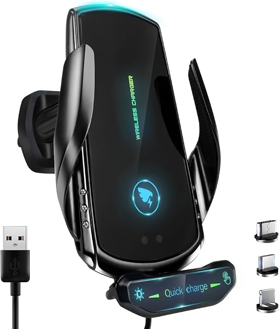 Wireless Car Charger, 15W QI fast in Car Wireless Charger [Electromagnetic Sense]Auto-Clamping Car Wireless Charger Air Vent Car Phone Mount Compatible for S20/S10,for iPhone 13 12 11 XS/XR etc