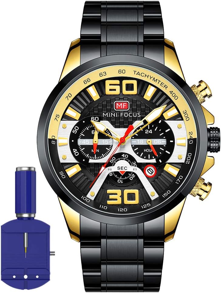 Mini Focus Men Watches Business Casual Wrist Watches (Multifunction/Waterproof/Luminous/Calendar) Genuine Leather Band Fashion Watch for Men