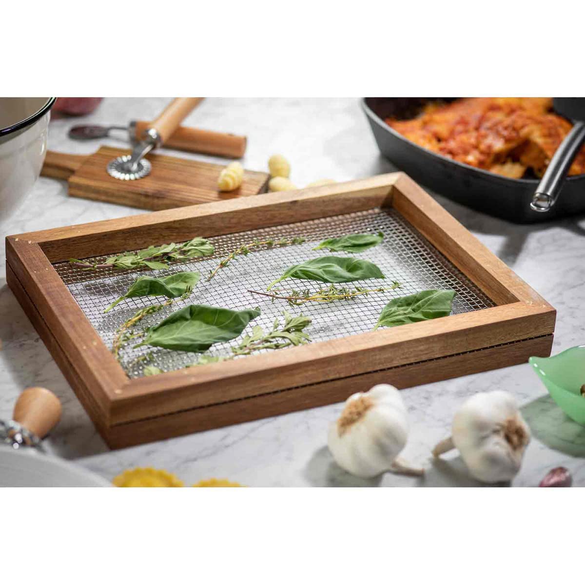 Tablecraft 11088 Herb Drying Rack, Natural, 13.75-inch Length, Acacia Wood - Image 4