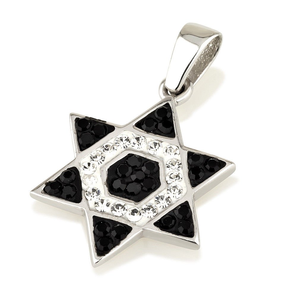 Pendentif étoile de David pierres noir et blanc à porter au quotidien - 2