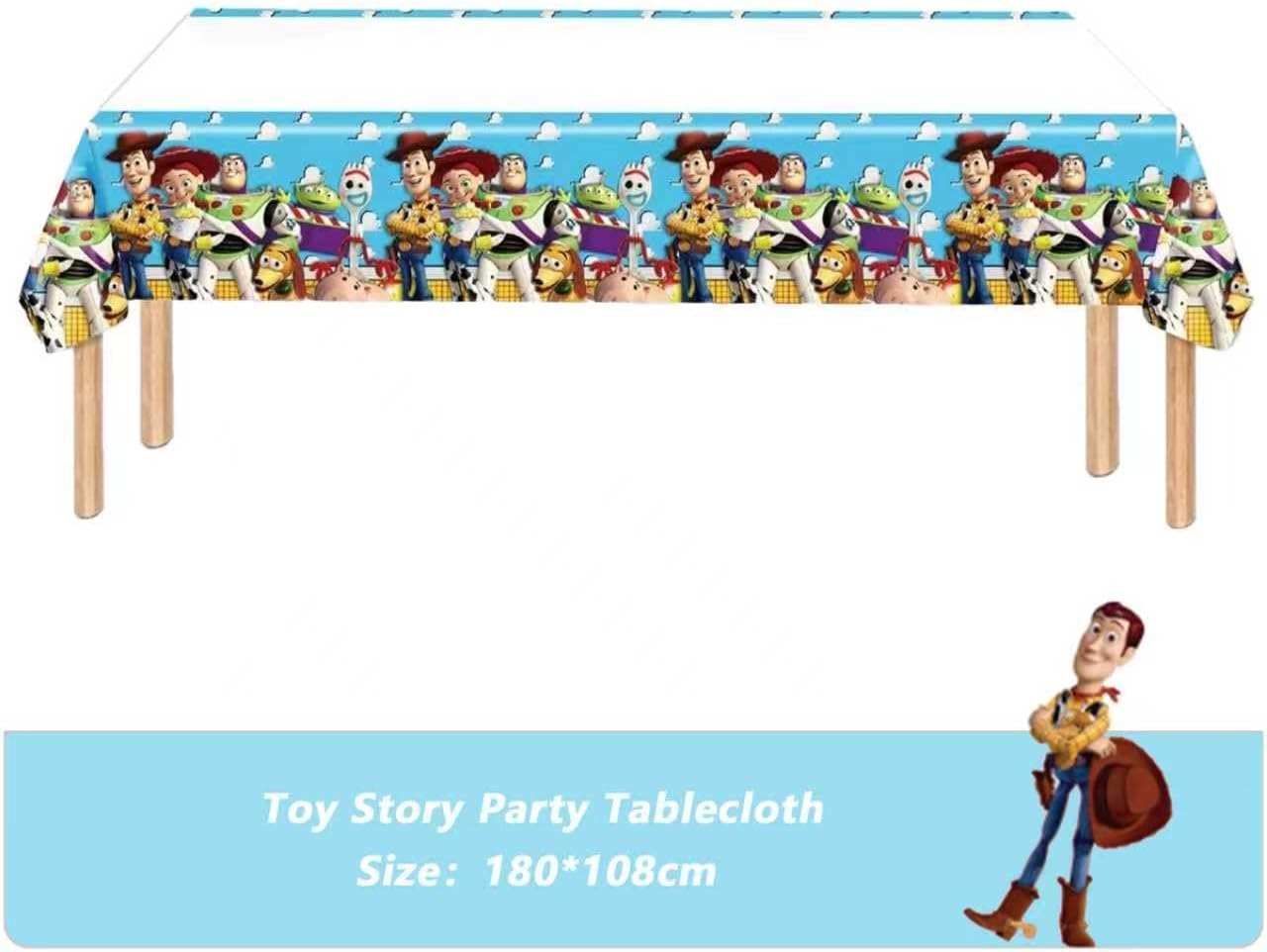 88pcs Toy Story Birthday Party Supplies Set, Including Happy Birthday Banner, Hanging Swirls, Aluminum Balloons, Plates, Cups, Tablecloth