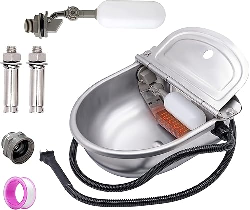 MINYULUA Recipiente de agua automático para perros con calefacción de acero inoxidable para mascotas, dispensador de temperatura constante para