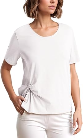 Short Sleeve Shirt for Women Summer Crewneck Bow Knot Going Out Sweatshirt Workout Casual Loose Fit Tops