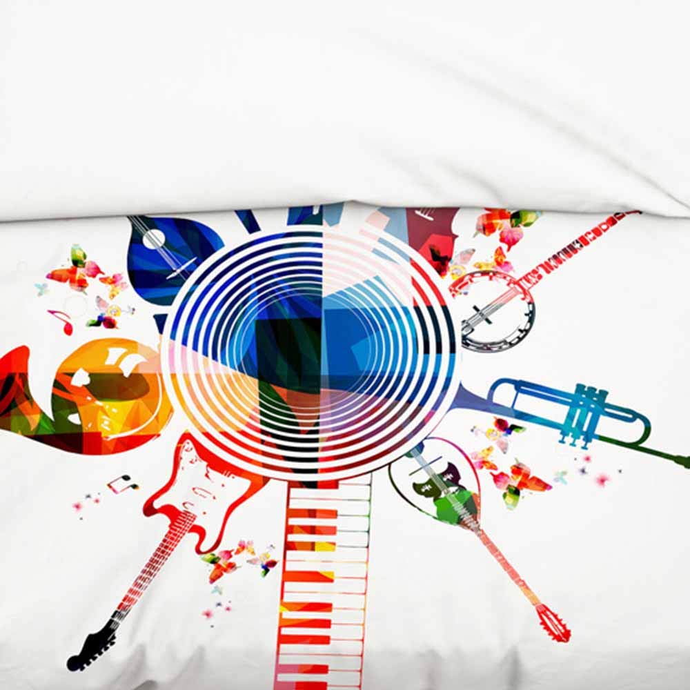 FANSU Bettwäsche Bettbezug Set 3 teilig, Mikrofaser Bettwäsche-Set mit Reißverschluss Schließung 3D Musik 1Reißverschluss Bettbezug und 2 Kissenbezüge (Klavier,220 * 240cm)