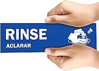 Vista 3 de Etiquetas para fregadero de lavar, enjuagar y desinfectar – 2.75 x 9 pulgadas – También incluye letrero de lavado a mano únicamente – Señales