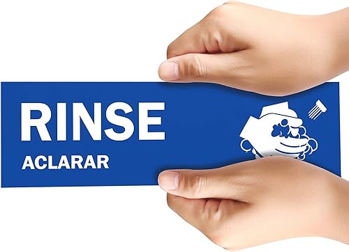 Miniatura 3 de Etiquetas para fregadero de lavar, enjuagar y desinfectar  2.75 x 9 pulgadas  También incluye letrero de lavado a mano únicamente  Señales ideales