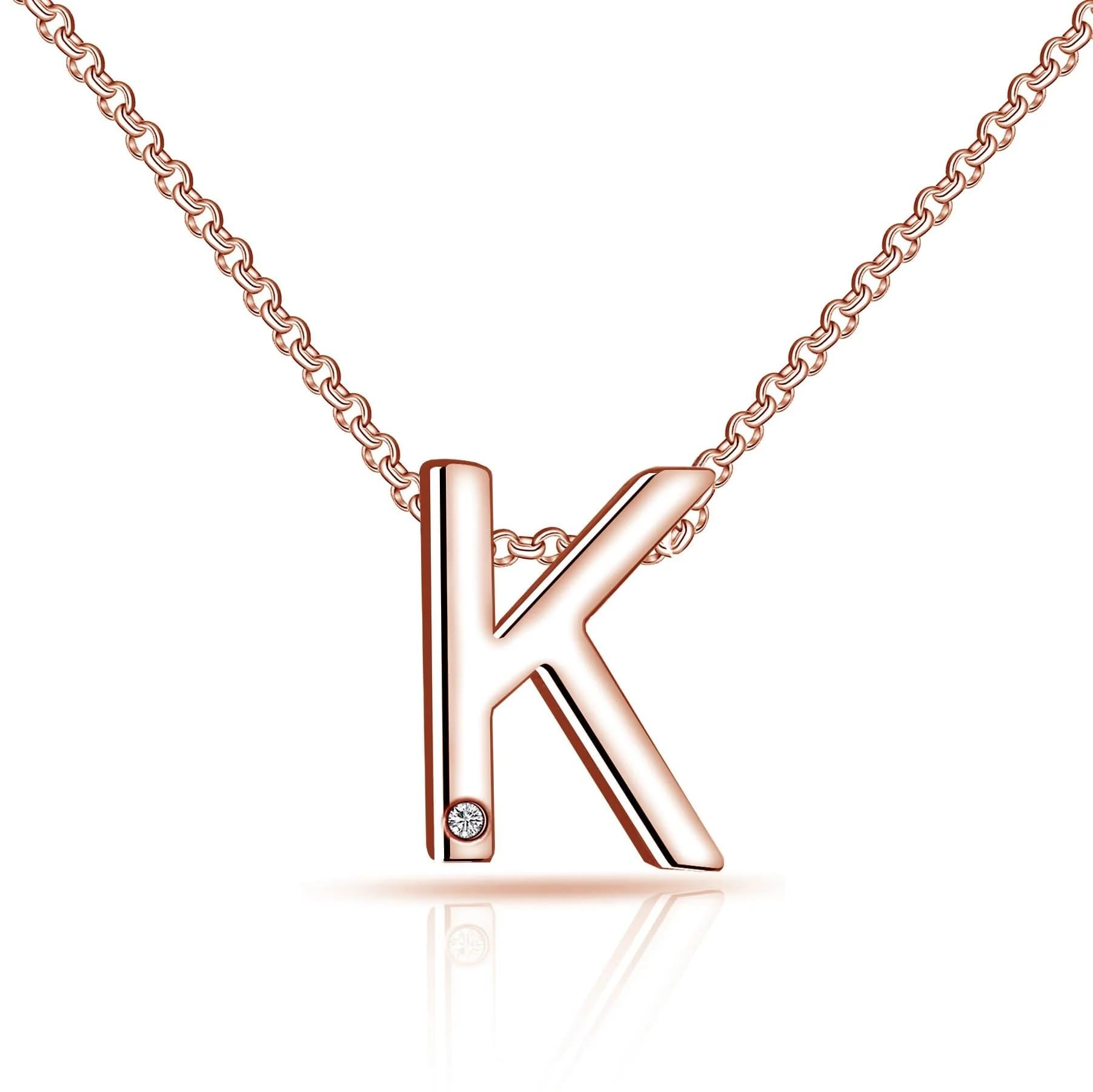 Philip JonesRose Gold Plated Initial Necklaces A to Z Created with Zircondia® Crystals
