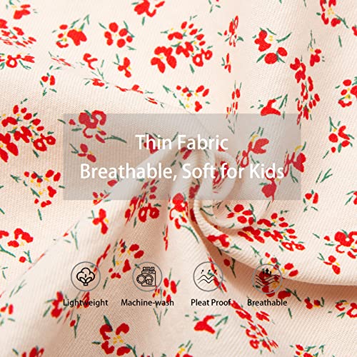 Image of LittleSpring Girls Short Sleeve Peter Pan Blouse with Elastic Cuffs