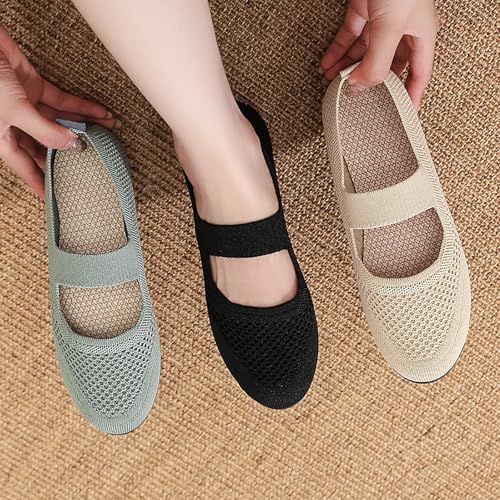 Women's Orthopedic Walking Flats, Arch Support Round Toe Elastic Band Flats, Comfortable Casual Slip-ons Shoes2