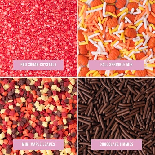 Image of Sweets Indeed Sprinkles, 4 Pack, Edible Sprinkle Mix, Perfect for Cake Decorations, Baking, Ice Cream, Cookies, Cupcake Topper (Fall)