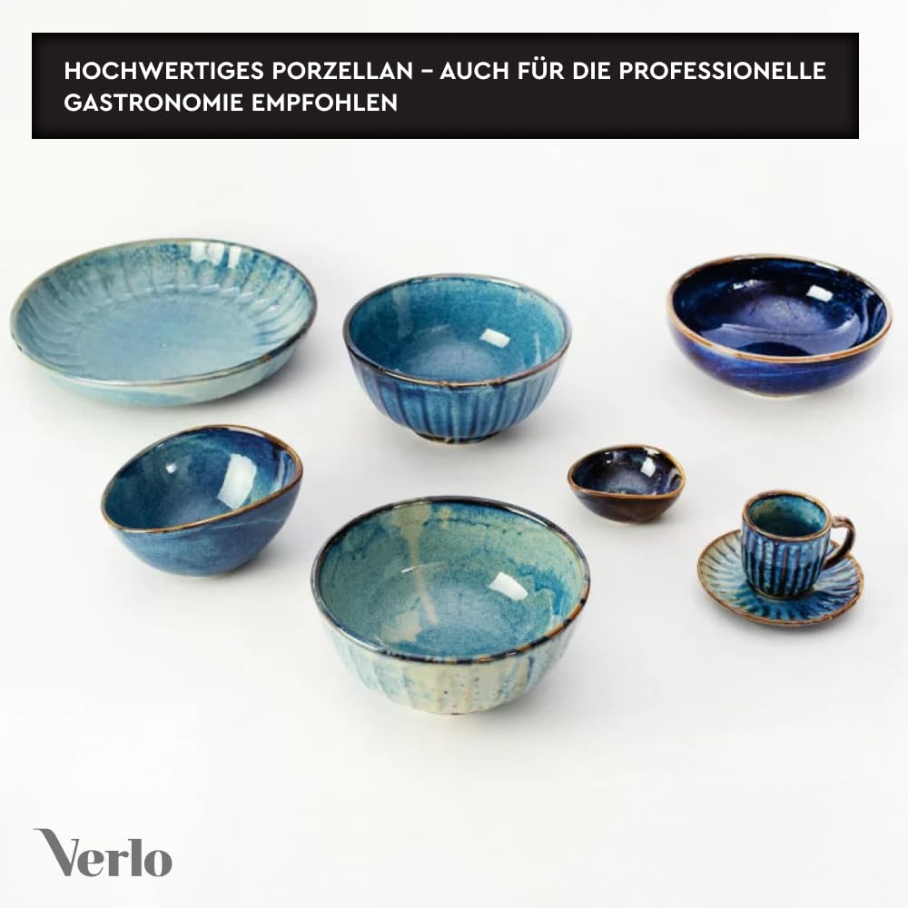 Verlo DEEP Blue Kaffeetasse 240 ml Cappuccino Tasse Tasse aus hochwertigem Porzellan Ideal für Espresso und Tee