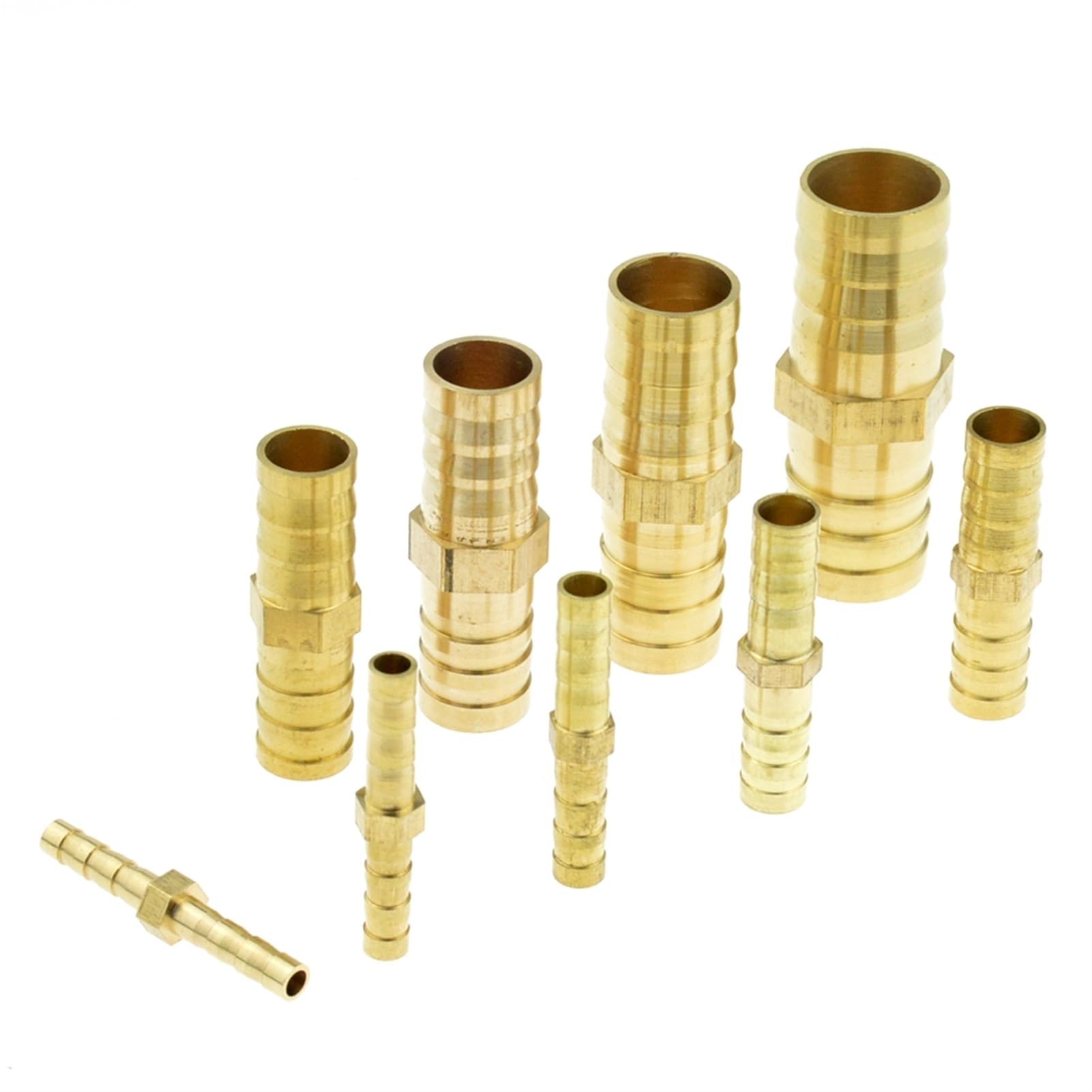 Ziluao Qinlu-Brass Connector Hose Fitting 4mm 6mm 8mm 10mm 12mm 14mm 19mm Brass Straight Hose Pipe Fitting Equal Barb Gas Copper Barbed Coupler Connector, Corrosion Resistance(12mm 12mm Barb)