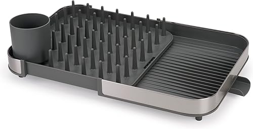 Vista 2 de Joseph Joseph Duo Expanding Dish Drying Rack with Removable Silverware Holder, Draining Spout, Stainless steel
