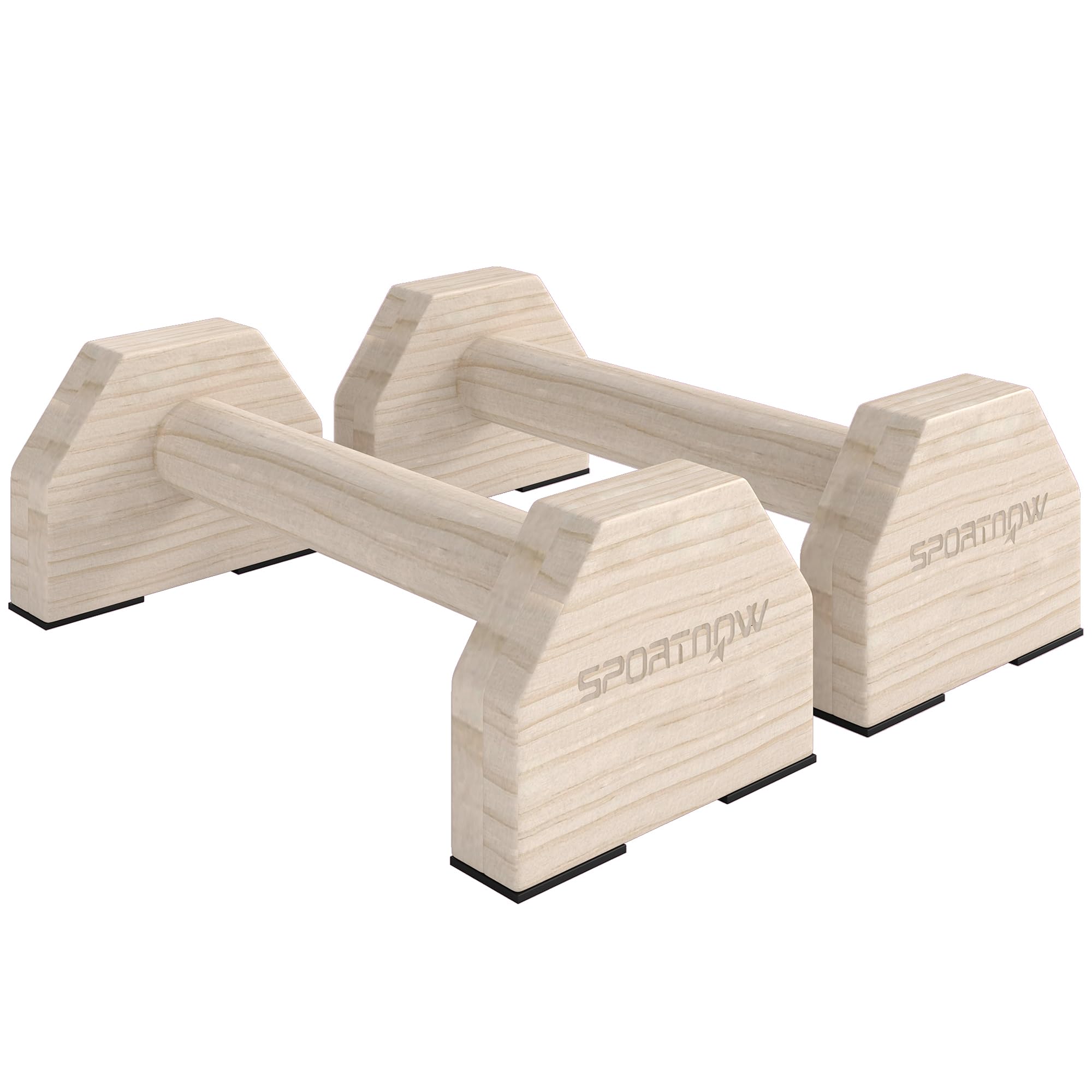 SPORTNOW BarrasParalelas Calistenia de Madera Alfombra 30x13x10 cm Natural | Barras Paralelas, Antideslizante, Push up Bar, Soporte para Flexiones para Entrenamiento en Gimnasio Hogar