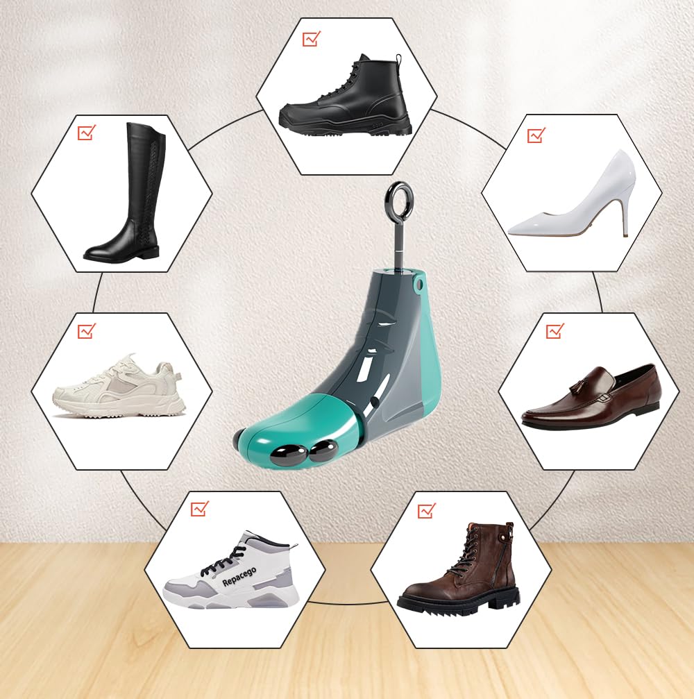 Estirador de zapatos para hombres y mujeres, ancho ajustable, expansor de zapatos, pies anchos (2 unidades), Azul, M (for US 5.5-10)