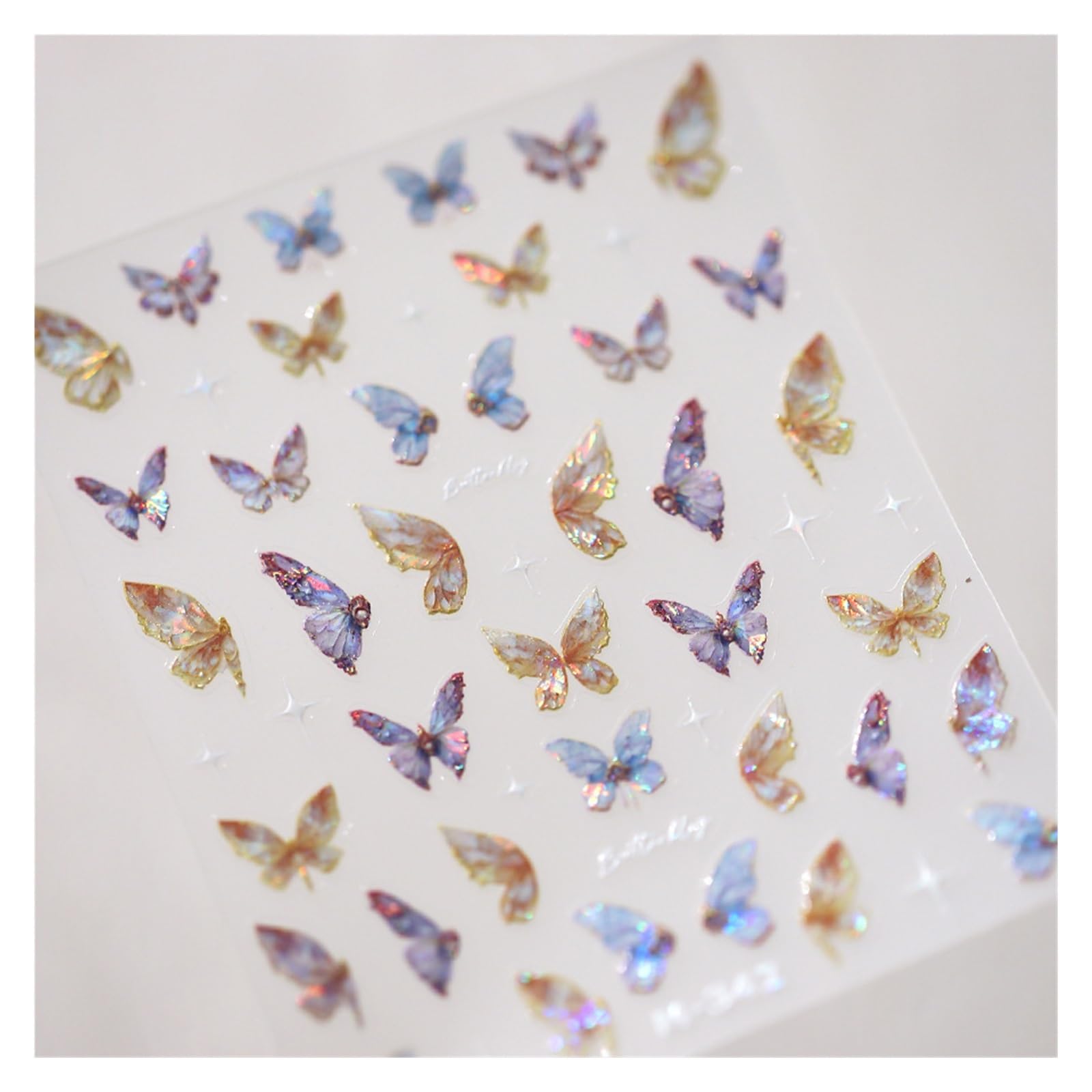 5 Pcs 5D Embossed Aurora Butterfly Nail Art Stickers Self Adhesive Decals for Nails Decoration DIY 3D Acrylic Supplies Parts(M342)