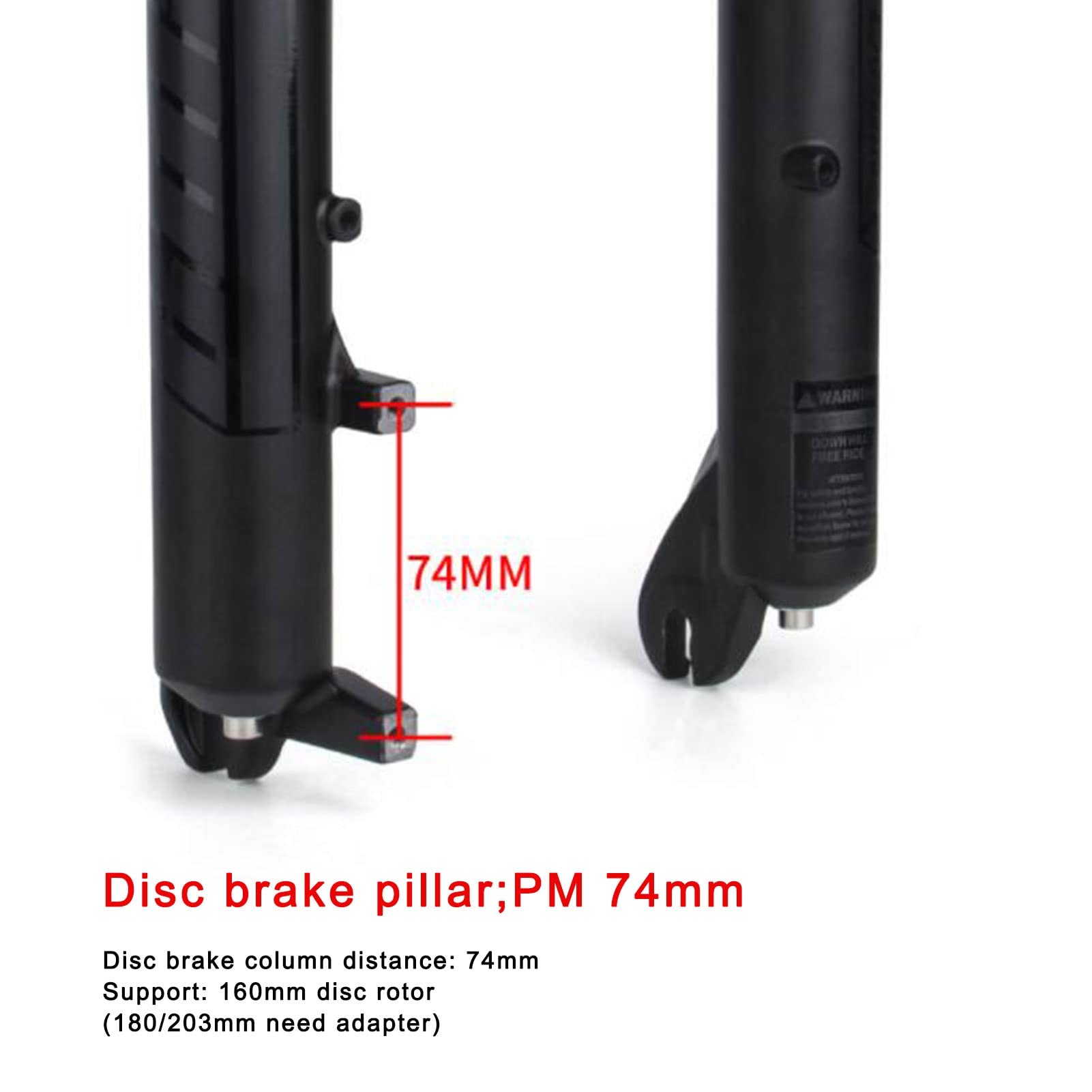 Forcella Anteriore pneumatica per Snow Bike, 20/26 Pollici, Lega di Alluminio, Escursione 160 mm, Perno da 1-1/8 Pollici, Accessori per Bici elettriche e Biciclette