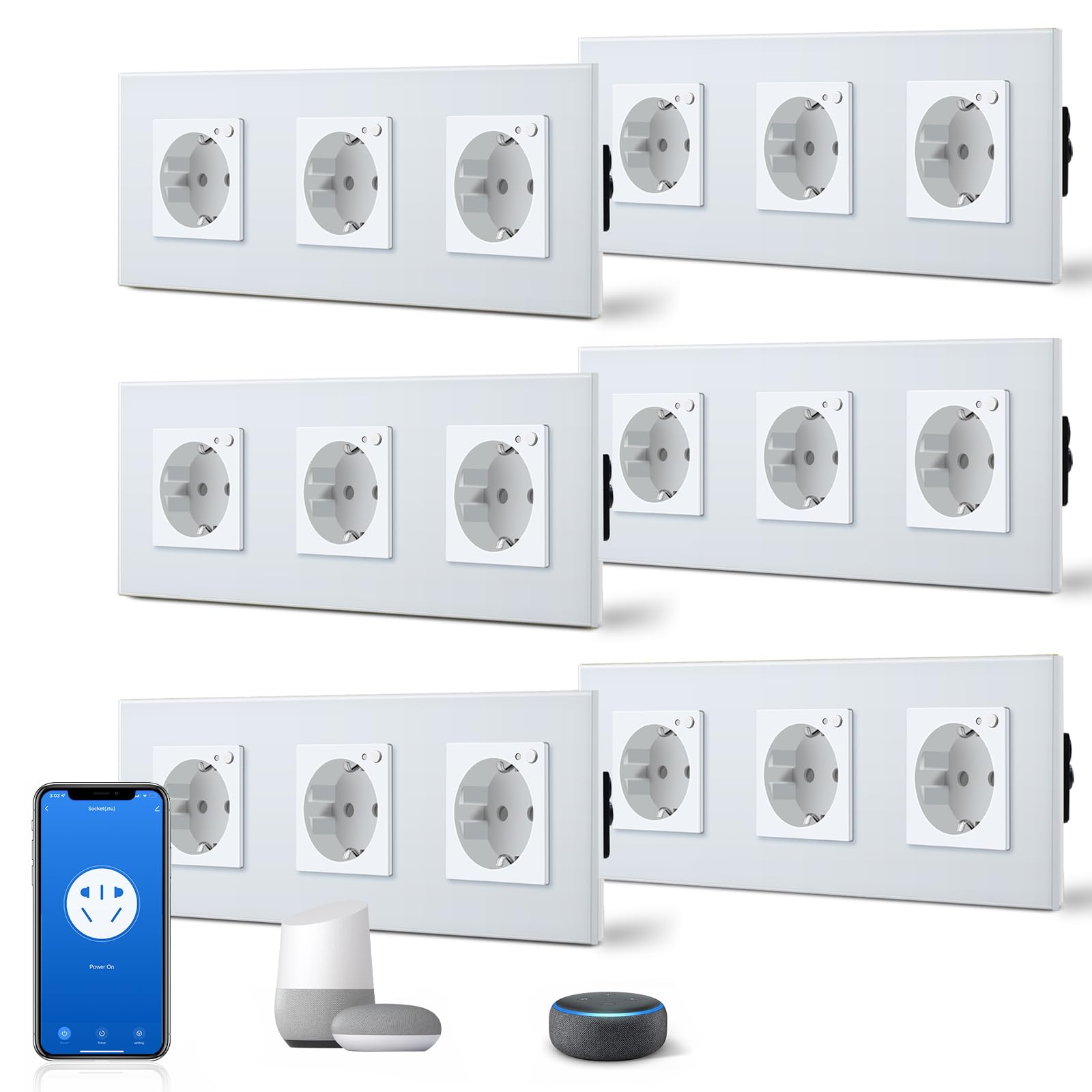BSEED Enchufe Inteligente con 20W USB y Tipo C,Mate Enchufe Pared Wifi con Medidor Consumo,Control Remoto por APP & Voz,Requiere Cable Neutro,1 Enchufe,Blanco 86mm — view 65