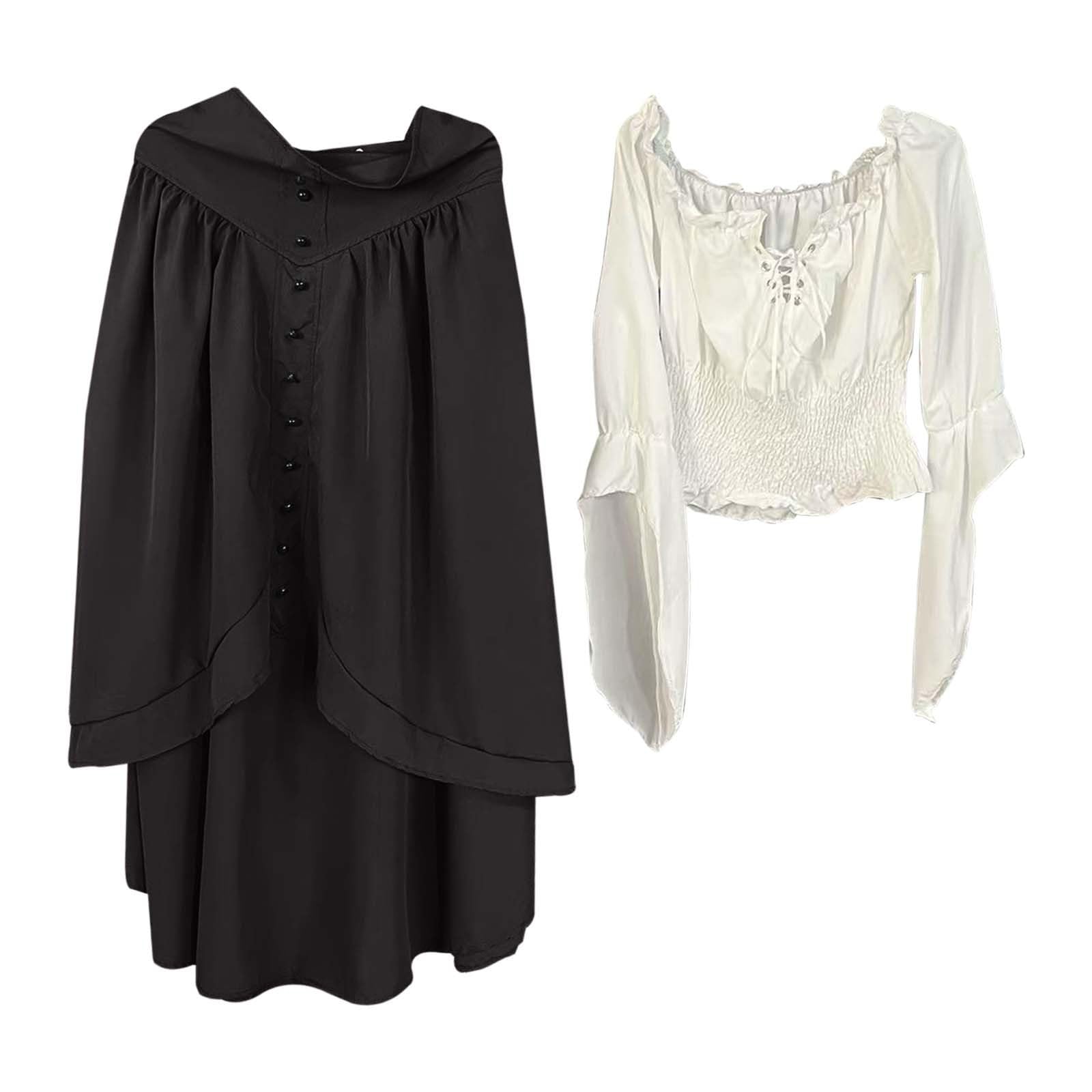 Generisch Conjunto de dos piezas para mujer, vestido abotonado con blusa sin hombros para uso diario, fiesta de cerveza, cosplay, elegancia atemporal, versátil y portátil