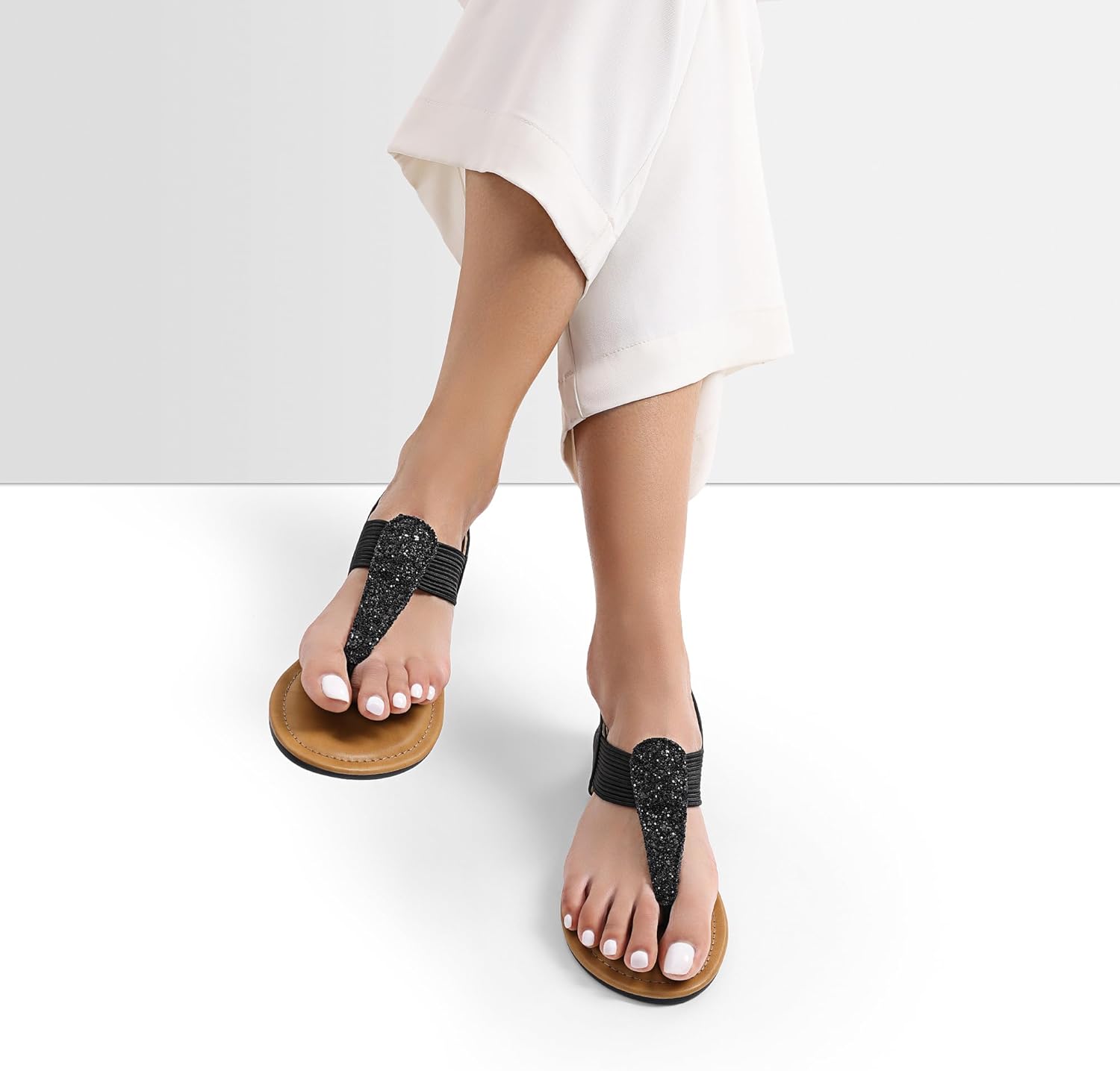 DREAM PAIRS Women's Elastic Strappy String Thong Ankle Strap Summer Gladiator Sandals - Image 2