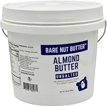 Bare Nut Butter Unsalted Almond Butter, Creamy Dry Roasted California Almonds, 100% Natural, No Added Oils, No Added Sugars, No Preservatives Bulk 9 lb Pail Same as 9 1lb Jars 1