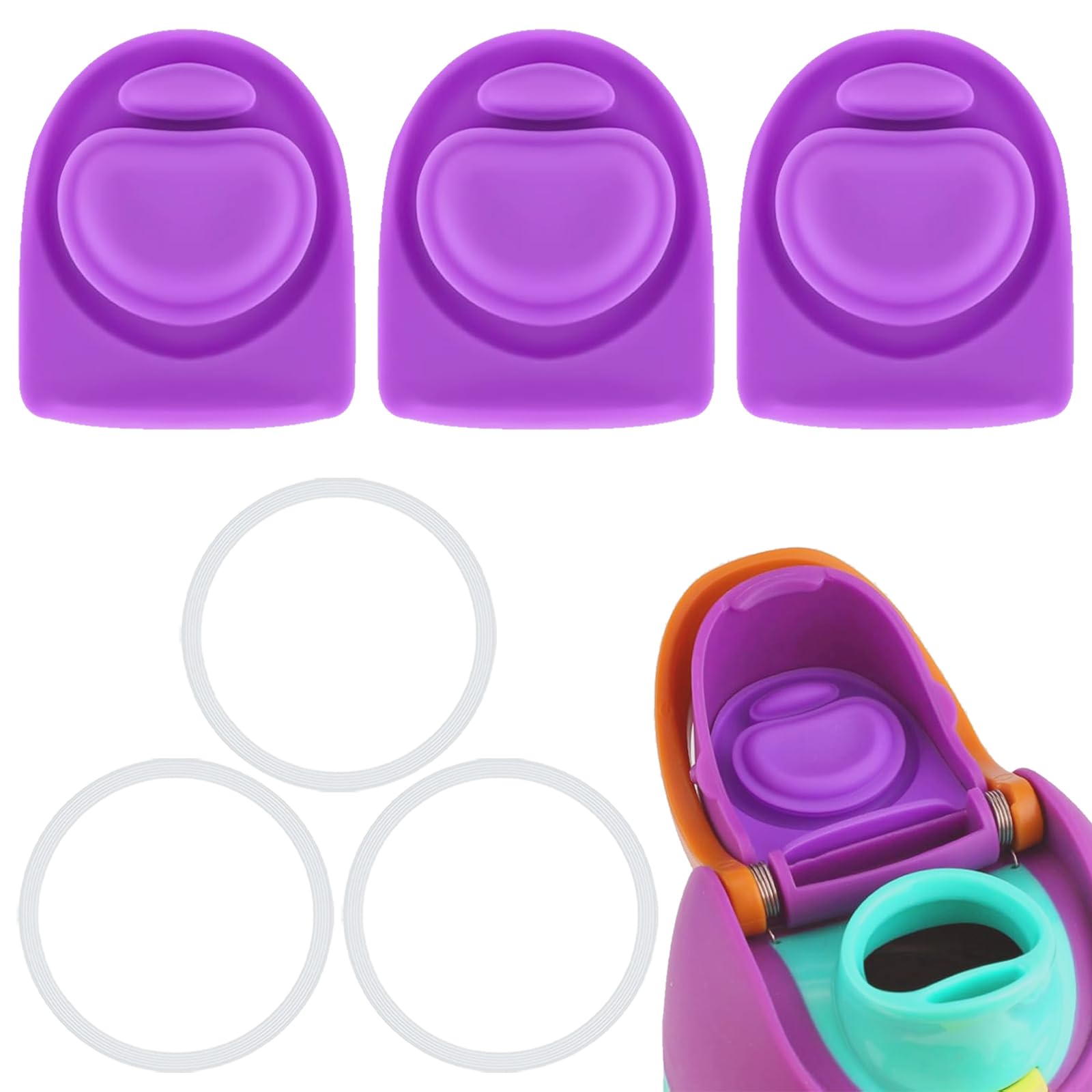 BMSQOFD 3 Sets Replacement Rubber Stopper and O Ring Gasket Compatible with Owala FreeSip 24oz 32oz,Water Bottle Lid Insert Cap Seal Parts for Owala 16/19/24/32/40oz Mouthpiece Accessories DH3