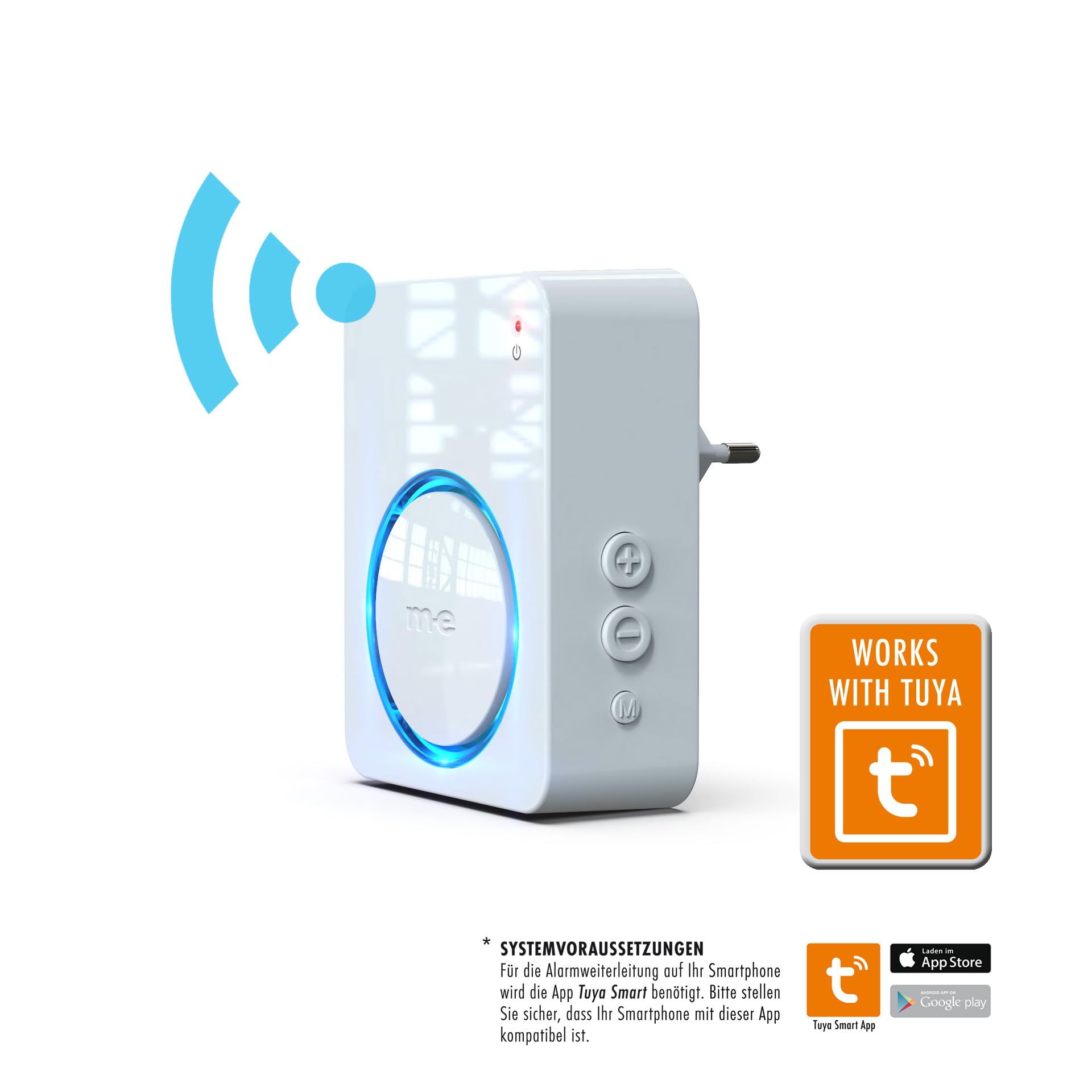 m-e Funk-Bewegungsmelder BELL-5814 | Kabelloser Durchgangsmelder | 2-fache Meldung bei Auslösung – auf Funkempfänger und auf Smartphone Handy App | Funkreichweite 300 Meter