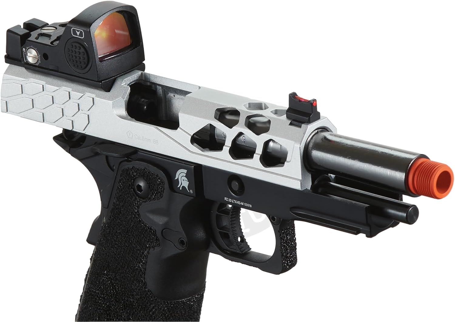 Lancer Tactical STRYK Hi-Capa 4.3 Gas Blowback Airsoft Pistol with Red Dot Mini Sight (Black/Silver)