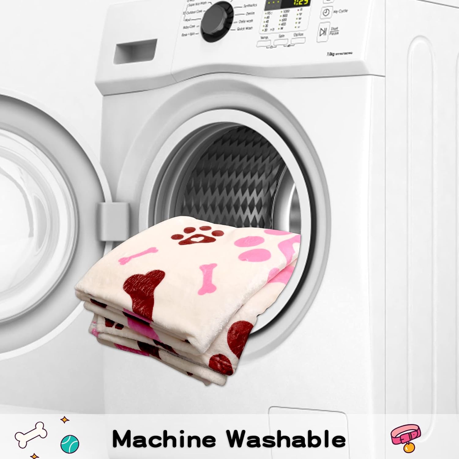 Rezutan Dog Blankets for Large Dogs, Medium Dog Blanket Soft Fluffy Premium Fleece Flannel Throw for Pet Puppy Cat Paw Blanket, Pink White, 50x60 inch - Image 9