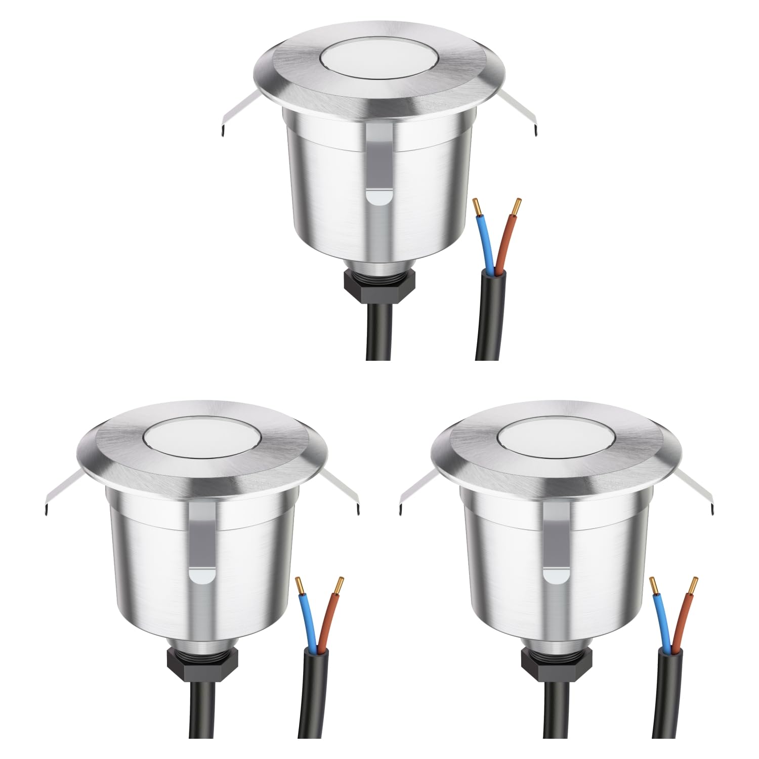 ledscom.de 3x LED encastrés de sol AGENA pour l'extérieur, IP65, inox, rond, 60mm Ø, blanc chaud