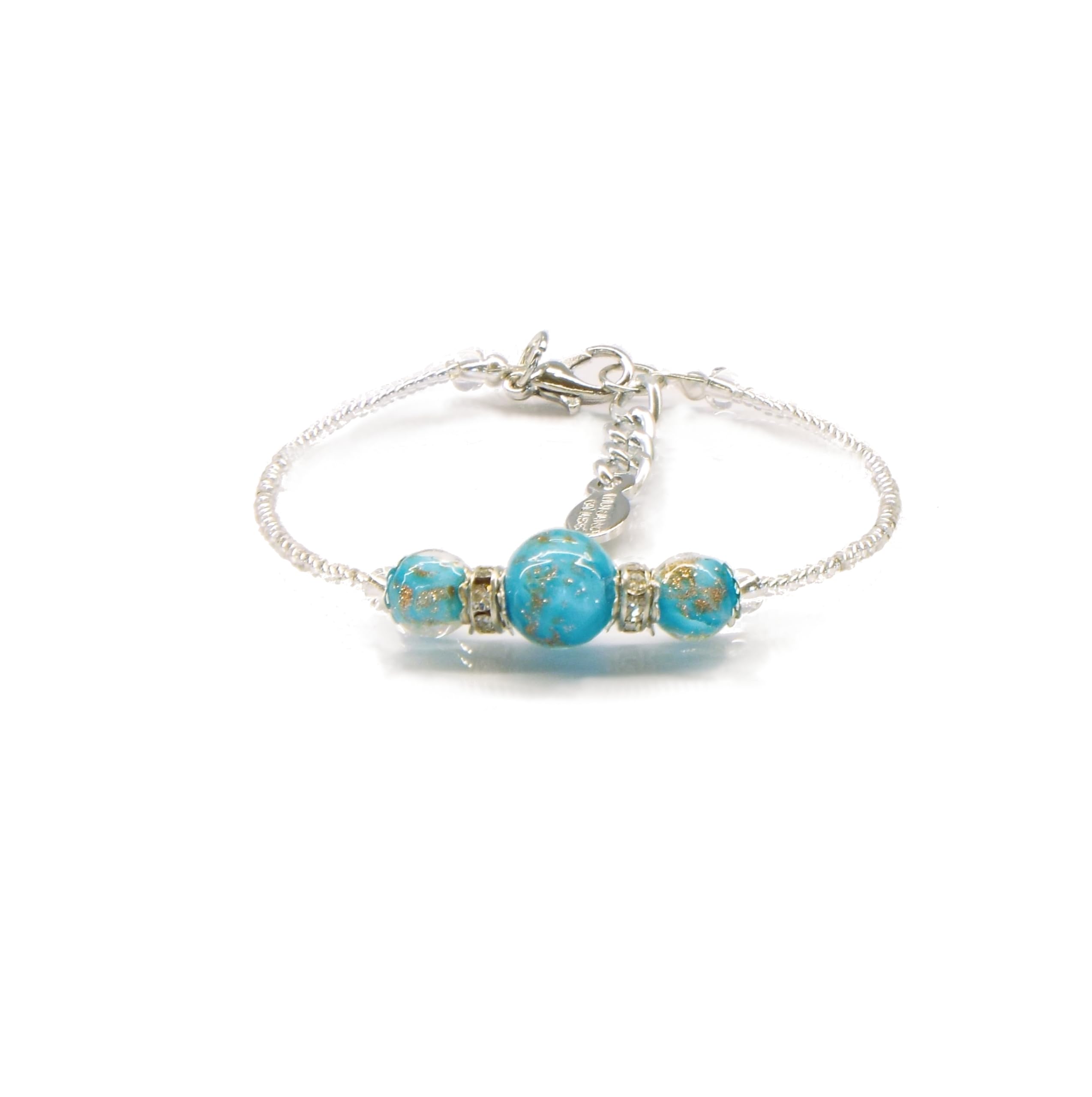 Sospiri Venezia – Damen-Armband mit 3 Murano-Glasperlen, originelles Armband, idealer Schmuck zum Verschenken, hergestellt in Italien mit Zertifikat (blau)